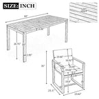 Ensemble de salle à manger de patio 7 pièces avec coussins amovibles et 6 chaises