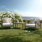 Ensemble de mobilier de jardin Northlake 3 pièces en bois de teck avec fauteuil et table d'appoint