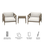 Ensemble de mobilier de jardin Northlake 3 pièces en bois de teck avec fauteuil et table d'appoint