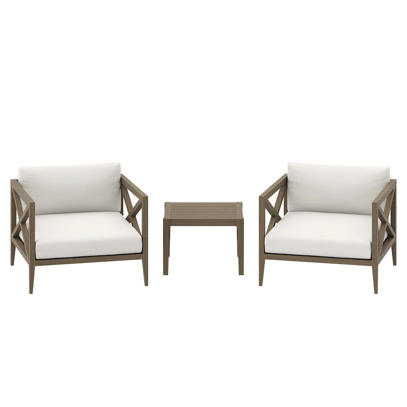 Ensemble de mobilier de jardin Northlake 3 pièces en bois de teck avec fauteuil et table d'appoint