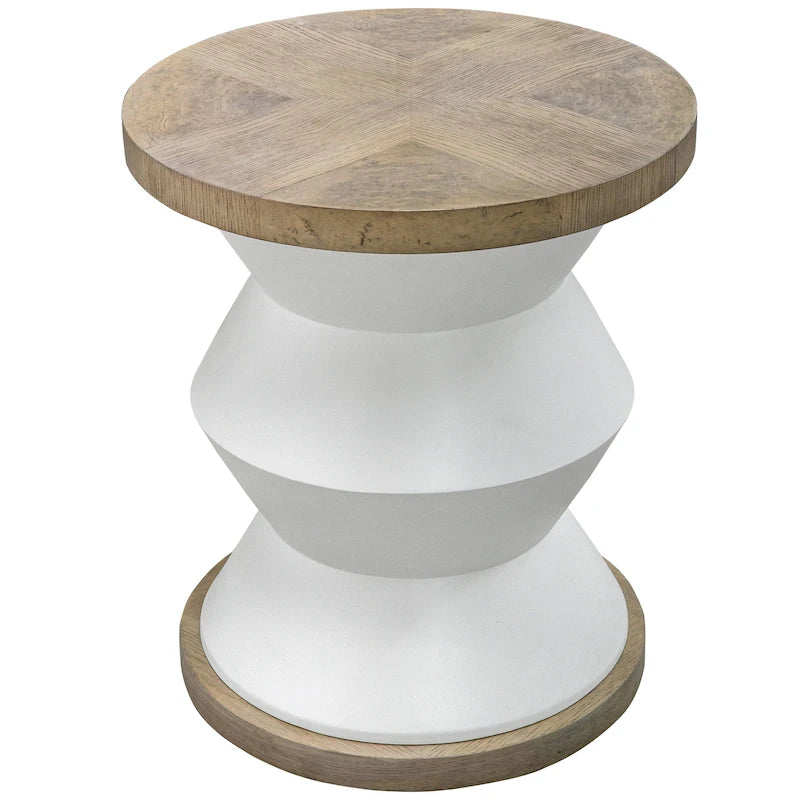 23 White and Brown Unique Uttermost Spool Geometric Spacious Side Table