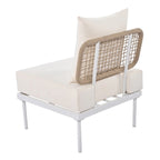 Ensemble de canapé d'angle 8 pièces pour patio avec table basse en verre trempé et table basse en bois