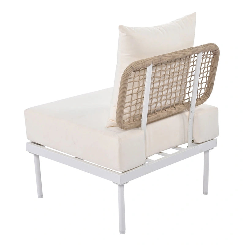 Ensemble de canapé d'angle 8 pièces pour patio avec table basse en verre trempé et table basse en bois