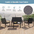 Ensemble de mobilier de patio Gymax 4 pièces avec fauteuil à bascule et 2 places