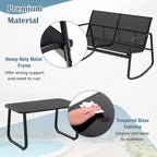 Ensemble de mobilier de patio Gymax 4 pièces avec fauteuil à bascule et 2 places