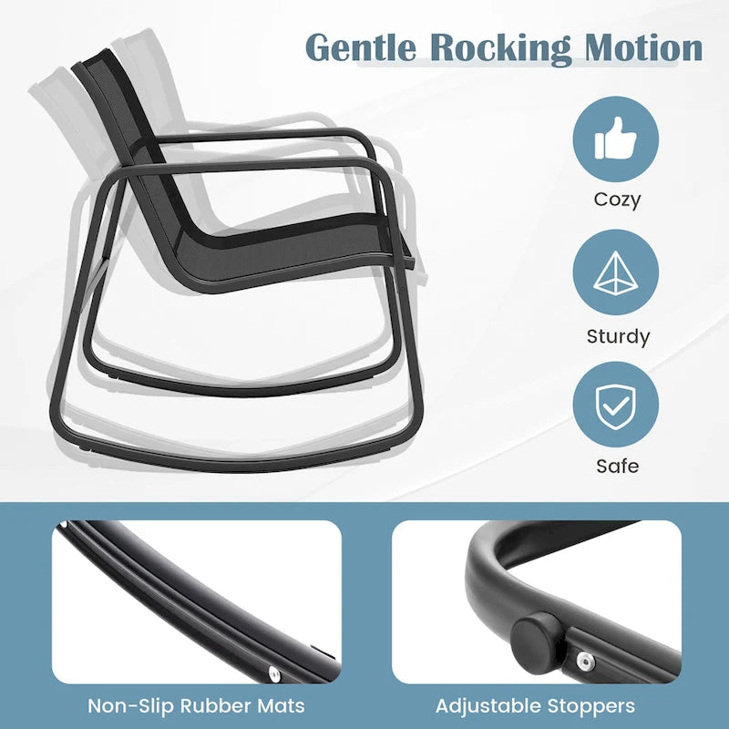 Ensemble de mobilier de patio Gymax 4 pièces avec fauteuil à bascule et 2 places
