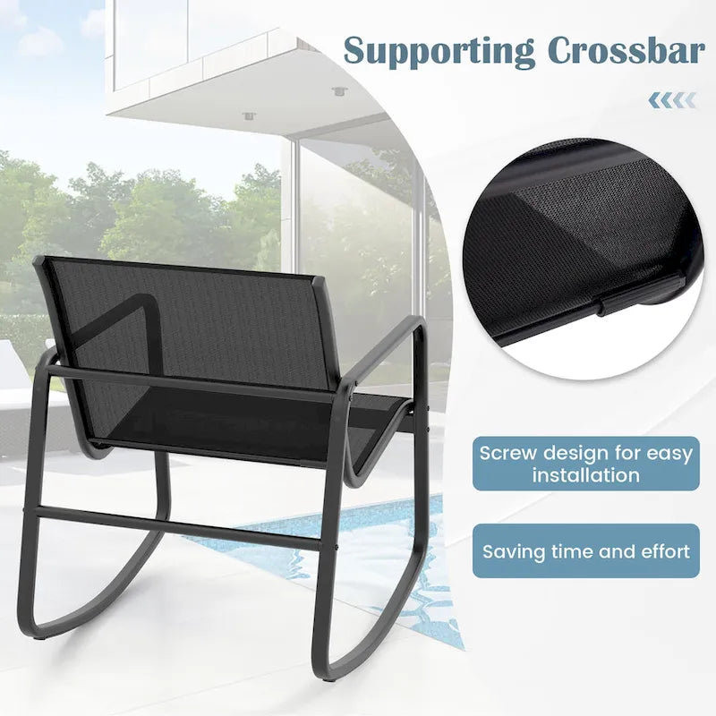 Ensemble de mobilier de patio Gymax 4 pièces avec fauteuil à bascule et 2 places