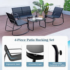Ensemble de mobilier de patio Gymax 4 pièces avec fauteuil à bascule et 2 places