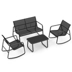 Ensemble de mobilier de patio Gymax 4 pièces avec fauteuil à bascule et 2 places