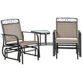 Fauteuils berçants d'extérieur avec table basse, balancelle à bascule 2 places pour patio avec toile respirante pour jardin, terrasse, porche