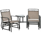 Fauteuils berçants d'extérieur avec table basse, balancelle à bascule 2 places pour patio avec toile respirante pour jardin, terrasse, porche