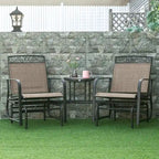 Fauteuils berçants d'extérieur avec table basse, balancelle à bascule 2 places pour patio avec toile respirante pour jardin, terrasse, porche
