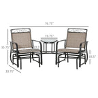 Fauteuils berçants d'extérieur avec table basse, balancelle à bascule 2 places pour patio avec toile respirante pour jardin, terrasse, porche