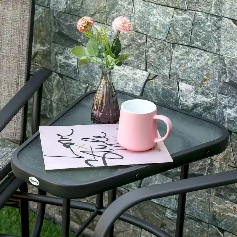 Fauteuils berçants d'extérieur avec table basse, balancelle à bascule 2 places pour patio avec toile respirante pour jardin, terrasse, porche