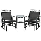 Fauteuils berçants d'extérieur avec table basse, balancelle à bascule 2 places pour patio avec toile respirante pour jardin, terrasse, porche