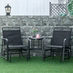 Fauteuils berçants d'extérieur avec table basse, balancelle à bascule 2 places pour patio avec toile respirante pour jardin, terrasse, porche