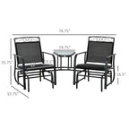 Fauteuils berçants d'extérieur avec table basse, balancelle à bascule 2 places pour patio avec toile respirante pour jardin, terrasse, porche
