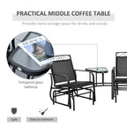 Fauteuils berçants d'extérieur avec table basse, balancelle à bascule 2 places pour patio avec toile respirante pour jardin, terrasse, porche