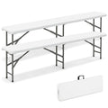Gymax Lot de 2 bancs pliants en plastique de 1,83 m avec poignée et capacité de 600 kg