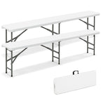 Gymax Lot de 2 bancs pliants en plastique de 1,83 m avec poignée et capacité de 600 kg