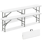 Gymax Lot de 2 bancs pliants en plastique de 1,83 m avec poignée et capacité de 600 kg