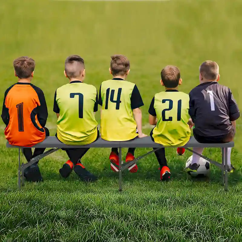 Gymax Lot de 2 bancs pliants en plastique de 1,83 m avec poignée et capacité de 600 kg