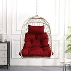 Fauteuil suspendu en rotin tressé PE en forme d'œuf, idéal pour le jardin, la terrasse et la détente en extérieur - 72 cm (L) x 103 cm (P) x 56 cm (H)