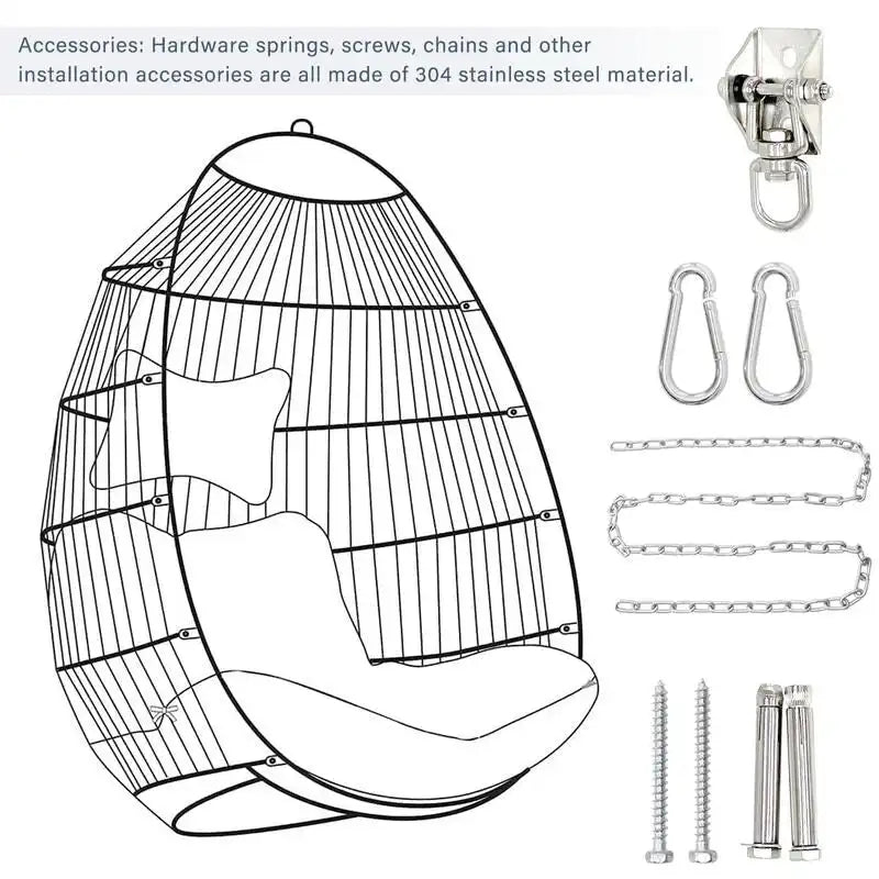 Fauteuil suspendu en rotin tressé PE en forme d'œuf, idéal pour le jardin, la terrasse et la détente en extérieur - 72 cm (L) x 103 cm (P) x 56 cm (H)