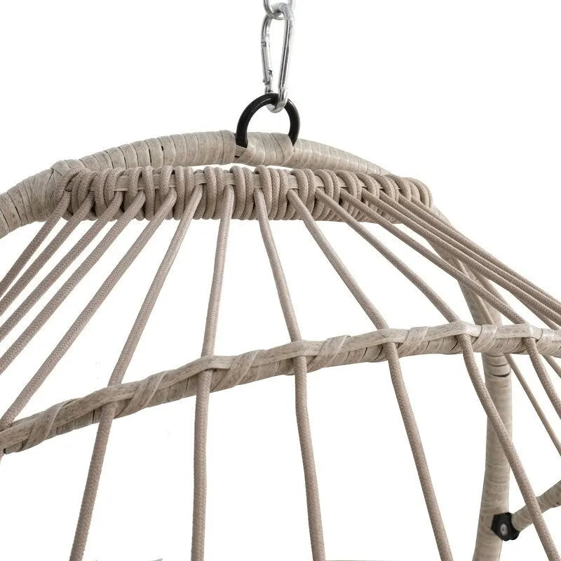 Fauteuil suspendu en rotin tressé PE en forme d'œuf, idéal pour le jardin, la terrasse et la détente en extérieur - 72 cm (L) x 103 cm (P) x 56 cm (H)