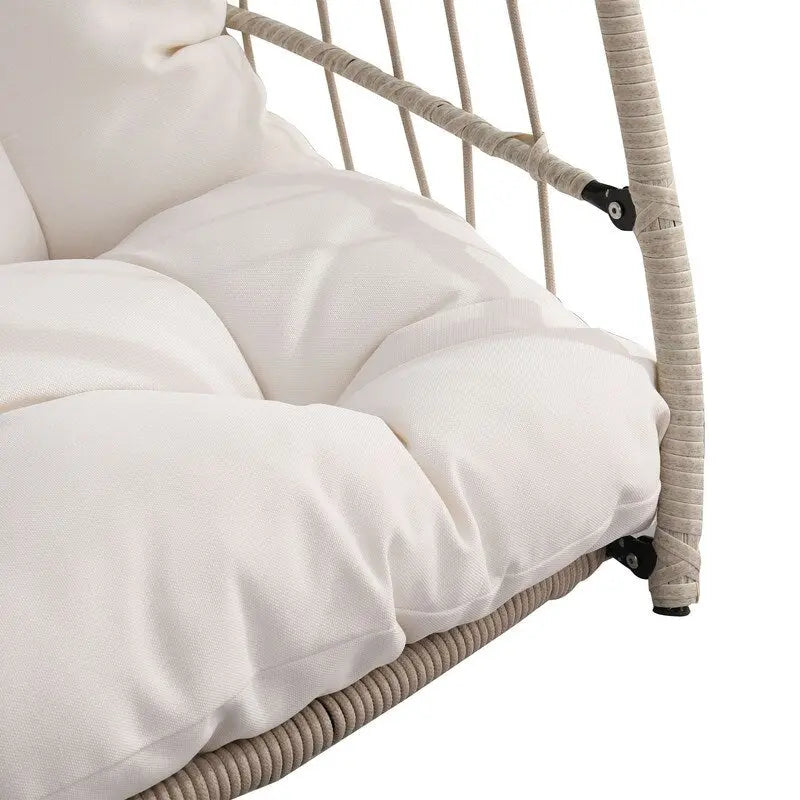 Fauteuil suspendu en rotin tressé PE en forme d'œuf, idéal pour le jardin, la terrasse et la détente en extérieur - 72 cm (L) x 103 cm (P) x 56 cm (H)