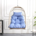 Fauteuil suspendu en rotin tressé PE en forme d'œuf, idéal pour le jardin, la terrasse et la détente en extérieur - 72 cm (L) x 103 cm (P) x 56 cm (H)