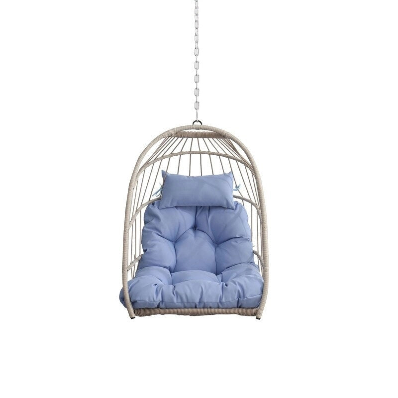 Fauteuil suspendu en rotin tressé PE en forme d'œuf, idéal pour le jardin, la terrasse et la détente en extérieur - 72 cm (L) x 103 cm (P) x 56 cm (H)