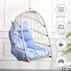 Fauteuil suspendu en rotin tressé PE en forme d'œuf, idéal pour le jardin, la terrasse et la détente en extérieur - 72 cm (L) x 103 cm (P) x 56 cm (H)