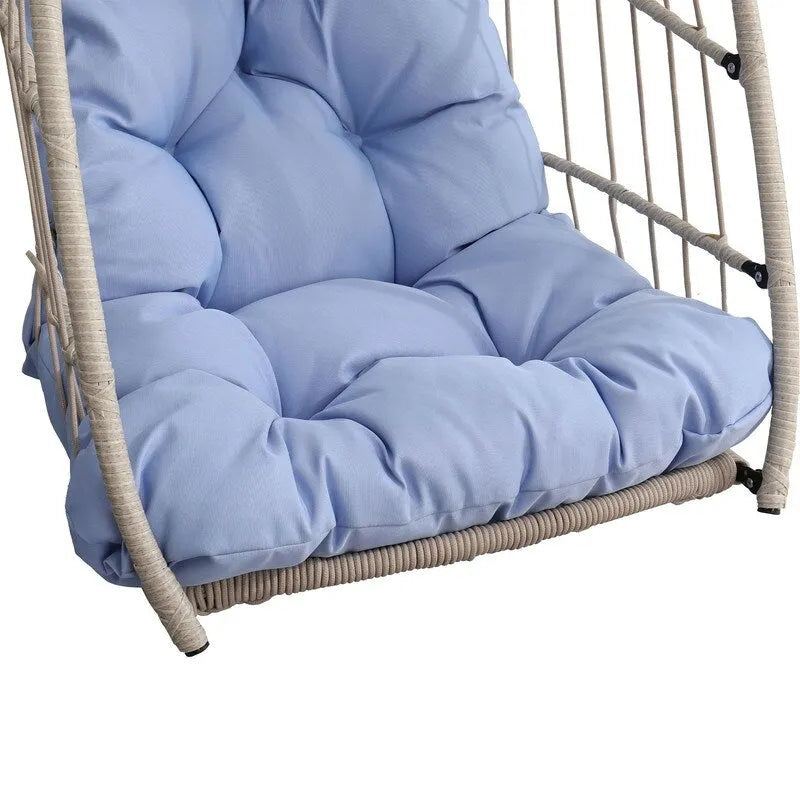 Fauteuil suspendu en rotin tressé PE en forme d'œuf, idéal pour le jardin, la terrasse et la détente en extérieur - 72 cm (L) x 103 cm (P) x 56 cm (H)