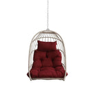 Fauteuil suspendu en rotin tressé PE en forme d'œuf, idéal pour le jardin, la terrasse et la détente en extérieur - 72 cm (L) x 103 cm (P) x 56 cm (H)