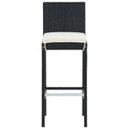 Ensemble de 4 tabourets de bar de jardin Nyra, coussins blancs, rotin noir