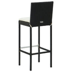 Ensemble de 4 tabourets de bar de jardin Nyra, coussins blancs, rotin noir