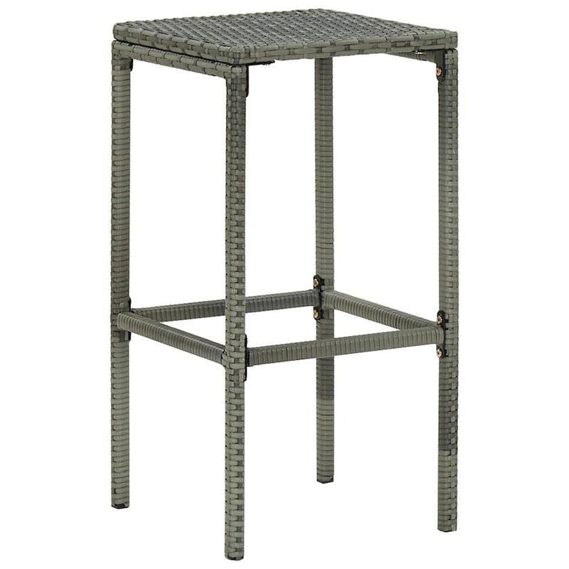 Ensemble de 2 tabourets de bar d'extérieur Vian, assises en polyrotin gris et polyester