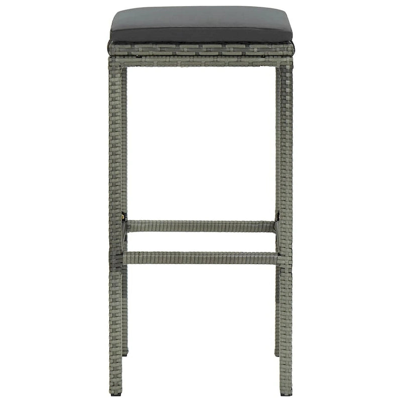 Ensemble de 2 tabourets de bar d'extérieur Vian, assises en polyrotin gris et polyester
