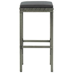Ensemble de 2 tabourets de bar d'extérieur Vian, assises en polyrotin gris et polyester