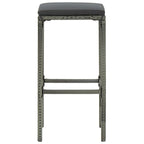 Ensemble de 2 tabourets de bar d'extérieur Vian, assises en polyrotin gris et polyester