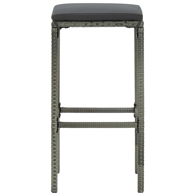 Ensemble de 2 tabourets de bar d'extérieur Vian, assises en polyrotin gris et polyester