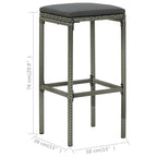 Ensemble de 2 tabourets de bar d'extérieur Vian, assises en polyrotin gris et polyester