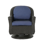 Ensemble de 2 fauteuils pivotants d'extérieur Kaia, en rotin tressé, bleu
