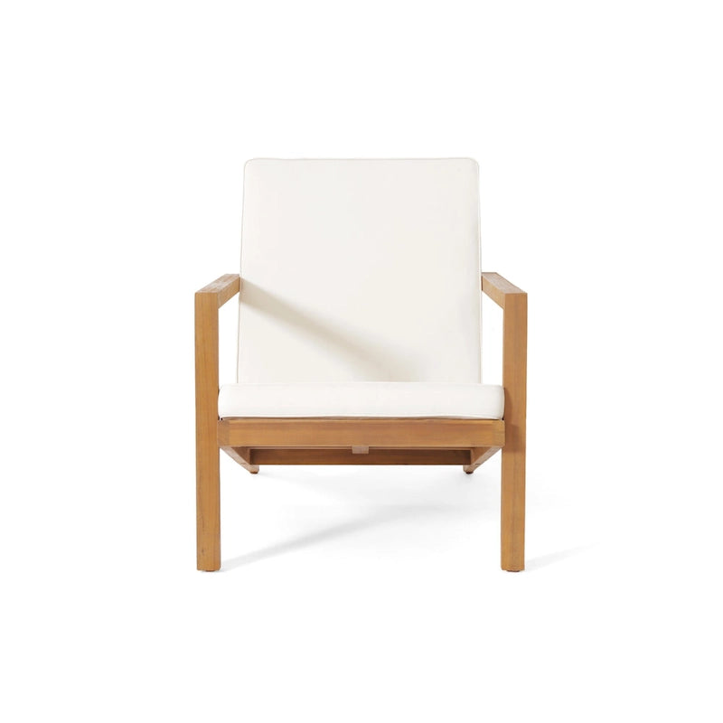 Ensemble table et chaises de jardin Liah, bois d'acacia brun, polyester crème