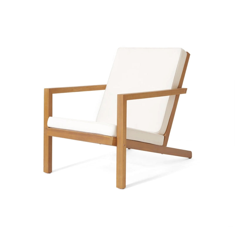 Ensemble table et chaises de jardin Liah, bois d'acacia brun, polyester crème