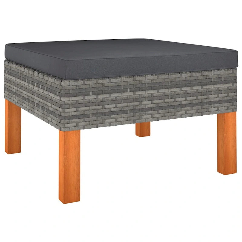Ensemble de salon de jardin modulaire Feno 4 pièces, 2 poufs, rotin gris foncé