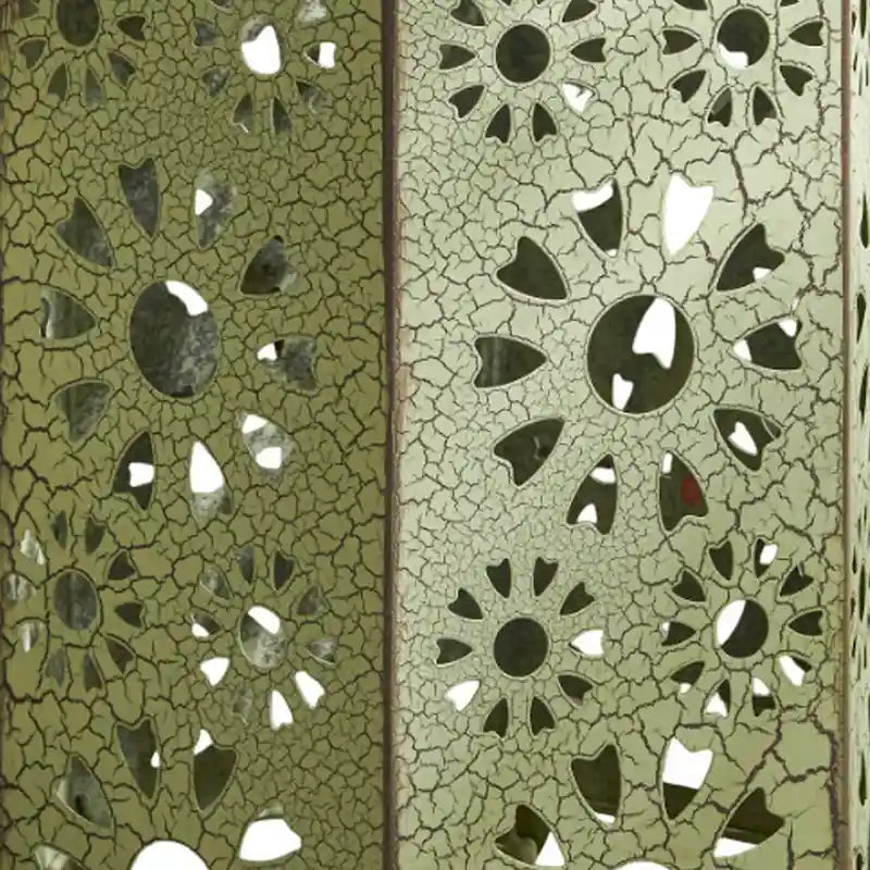 Table d'appoint d'extérieur Liana, hexagonale 35,5 cm, découpe soleil, verte