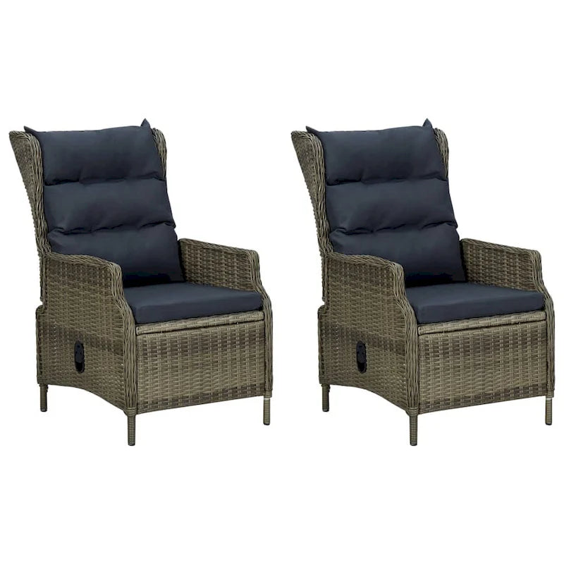 Ensemble de 3 fauteuils de jardin avec 1 table d'appoint, rotin noir et marron