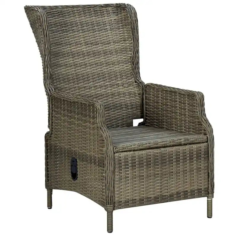 Ensemble de 3 fauteuils de jardin avec 1 table d'appoint, rotin noir et marron